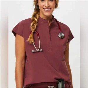 Figs Burgundy Rafaela Scrub Top XXS